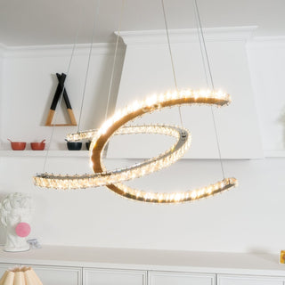 Lustra Lustre Cristal Double C Moderne Argent 2-Rings