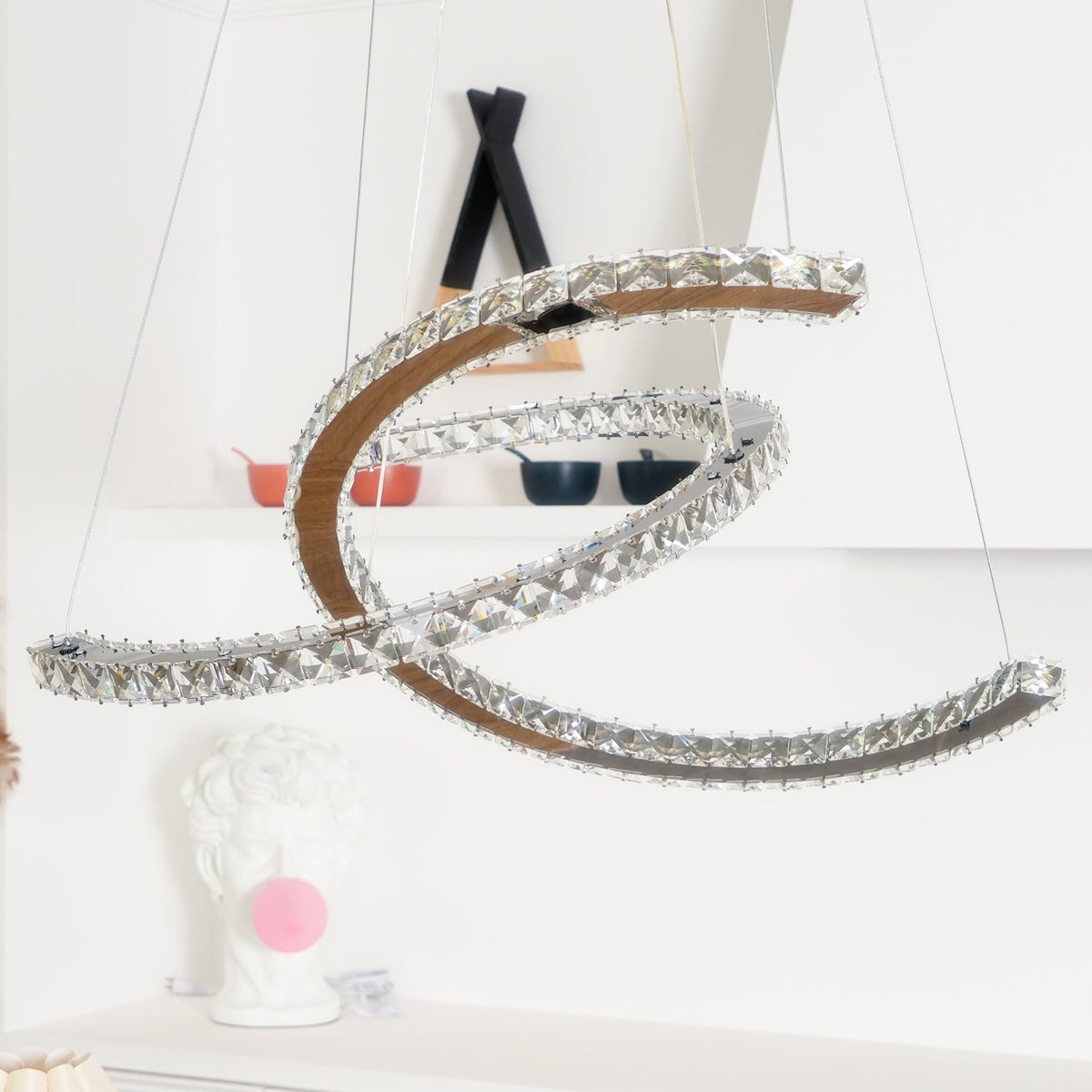 Emiliel Lustre Cristal Double C Moderne Argent 2-Rings