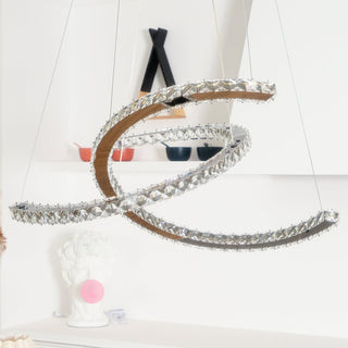 Lustra Lustre Cristal Double C Moderne Argent 2-Rings