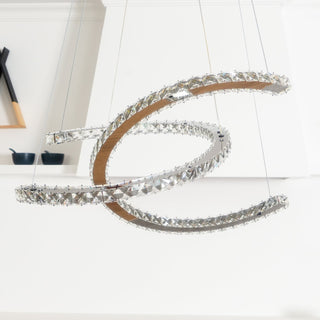 Lustra Lustre Cristal Double C Moderne Argent 2-Rings