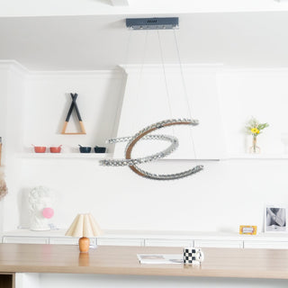 Lustra Lustre Cristal Double C Moderne Argent 2-Rings