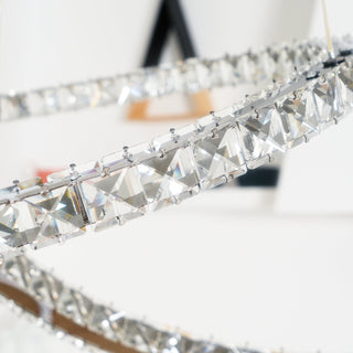 Lustra Lustre Cristal Double C Moderne Argent 2-Rings