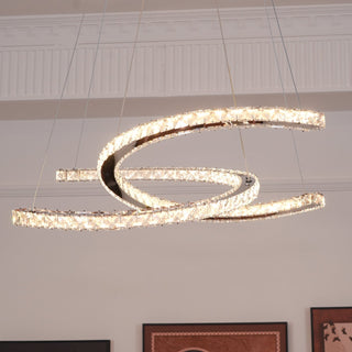 Lustra Lustre Cristal Double C Moderne Argent 2-Rings