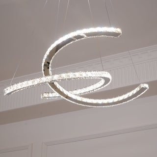 Lustra Lustre Cristal Double C Moderne Argent 2-Rings