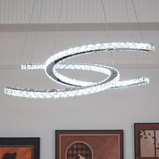 Lustra Lustre Cristal Double C Moderne Argent 2-Rings