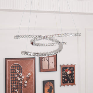 Lustra Lustre Cristal Double C Moderne Argent 2-Rings