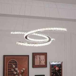 Lustra Lustre Cristal Double C Moderne Argent 2-Rings