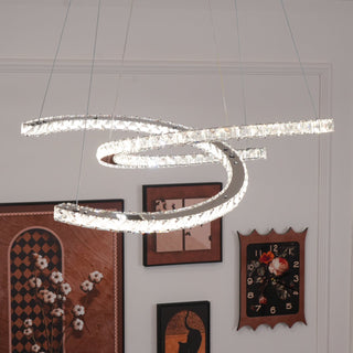 Lustra Lustre Cristal Double C Moderne Argent 2-Rings