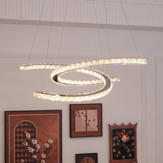 Lustra Lustre Cristal Double C Moderne Argent 2-Rings