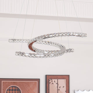 Lustra Lustre Cristal Double C Moderne Argent 2-Rings