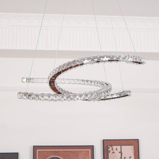 Lustra Lustre Cristal Double C Moderne Argent 2-Rings