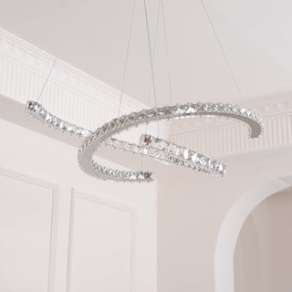 Lustra Lustre Cristal Double C Moderne Argent 2-Rings