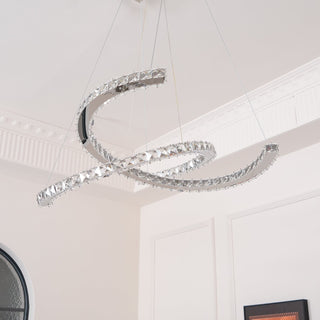 Lustra Lustre Cristal Double C Moderne Argent 2-Rings