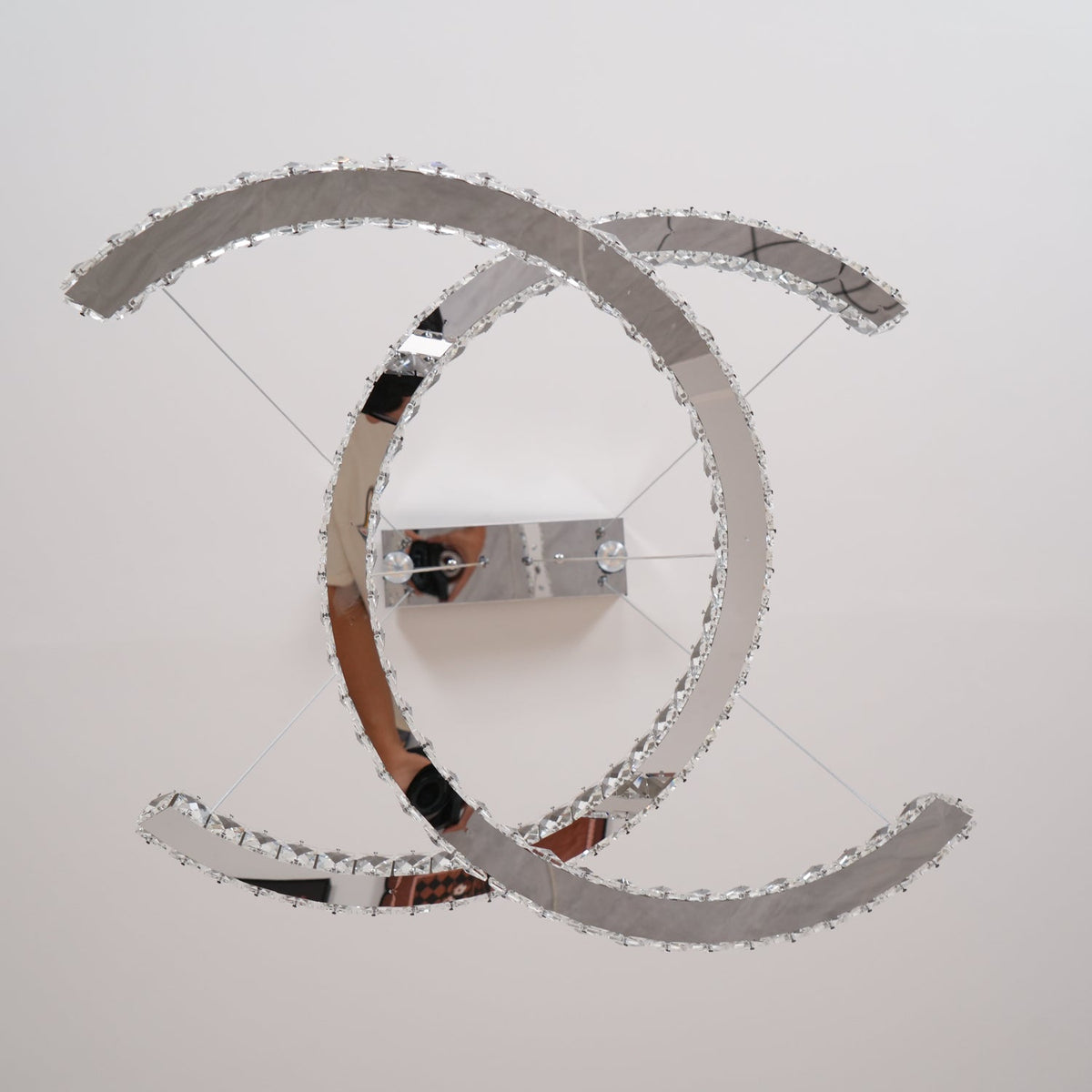 Emiliel Lustre Cristal Double C Moderne Argent 2-Rings