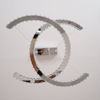 Lustra Lustre Cristal Double C Moderne Argent 2-Rings