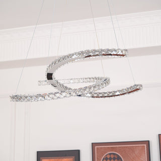 Lustra Lustre Cristal Double C Moderne Argent 2-Rings