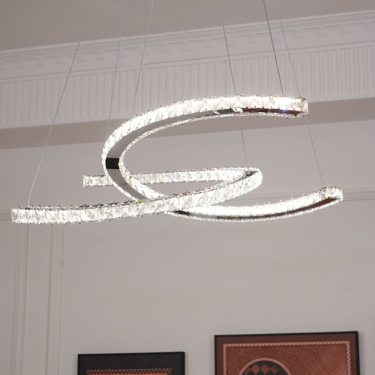Emiliel Lustre Cristal Double C Moderne Argent 2-Rings