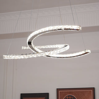 Lustra Lustre Cristal Double C Moderne Argent 2-Rings