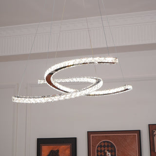 Lustra Lustre Cristal Double C Moderne Argent 2-Rings