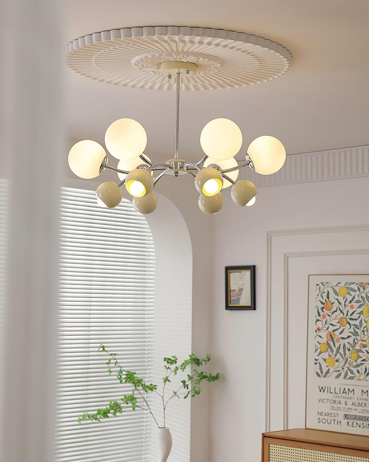 Eloria Chandelier Glass Dome Petal Minimalist Ambient-Neutral Decor