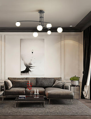 Lustra Lustre à Long Bras Moderne 6 Lumières