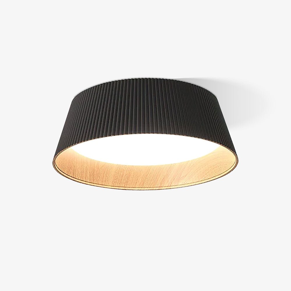Seleria Plafonnier Cylindre Cannelé Bois Élégant Contemporain