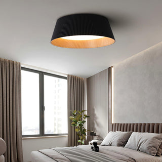 Solara Plafonnier Cylindre Cannelé Bois Élégant Contemporain