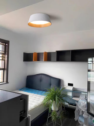 Solara Plafonnier Cylindre Cannelé Bois Élégant Contemporain