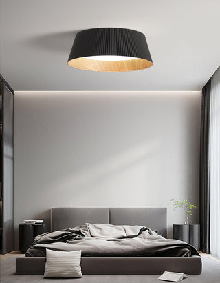 Solara Plafonnier Cylindre Cannelé Bois Élégant Contemporain