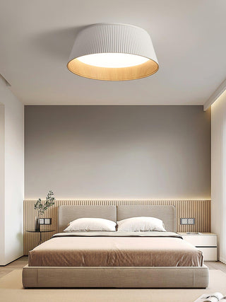 Solara Plafonnier Cylindre Cannelé Bois Élégant Contemporain
