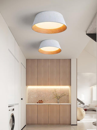 Solara Plafonnier Cylindre Cannelé Bois Élégant Contemporain