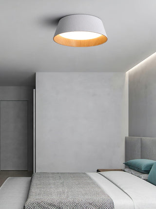 Solara Plafonnier Cylindre Cannelé Bois Élégant Contemporain