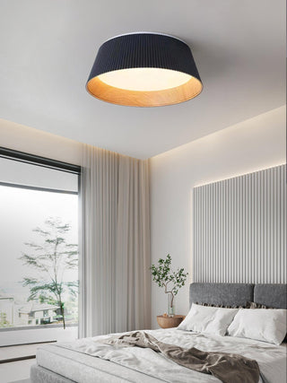 Solara Plafonnier Cylindre Cannelé Bois Élégant Contemporain