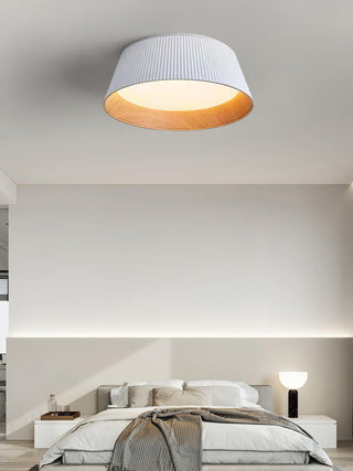 Solara Plafonnier Cylindre Cannelé Bois Élégant Contemporain