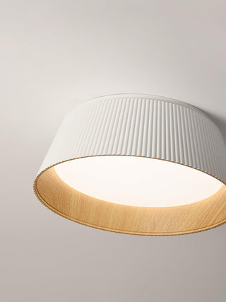 Solara Plafonnier Cylindre Cannelé Bois Élégant Contemporain