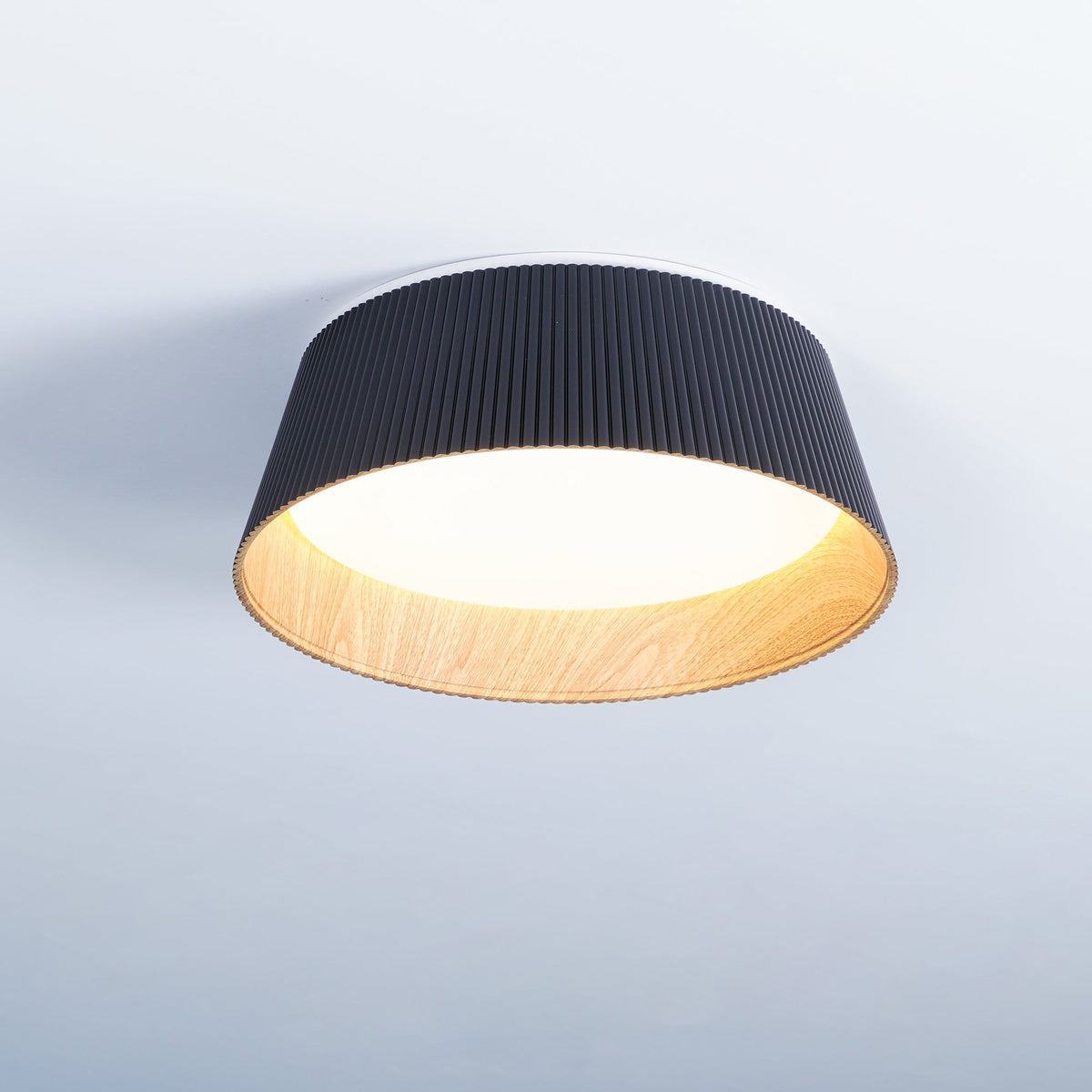 Seleria Plafonnier Cylindre Cannelé Bois Élégant Contemporain