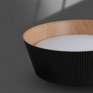 Solara Plafonnier Cylindre Cannelé Bois Élégant Contemporain