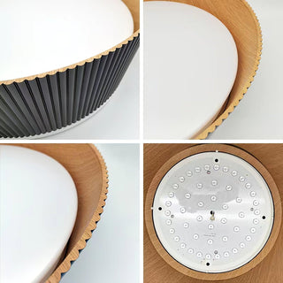 Solara Plafonnier Cylindre Cannelé Bois Élégant Contemporain