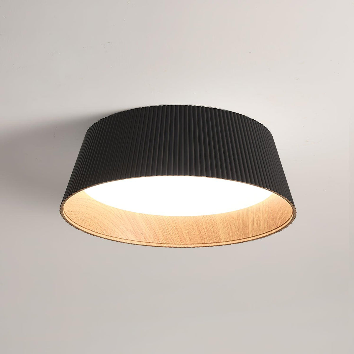 Seleria Plafonnier Cylindre Cannelé Bois Élégant Contemporain