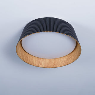 Solara Plafonnier Cylindre Cannelé Bois Élégant Contemporain