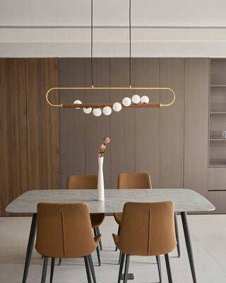 Ardin Lustre Moderne en Noyer et Laiton-Luire