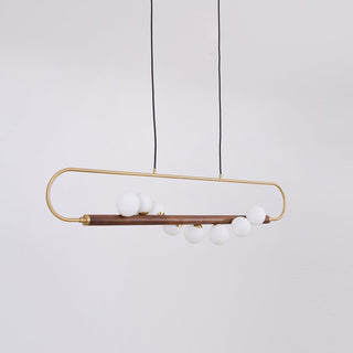 Ardin Lustre Moderne en Noyer et Laiton-Luire