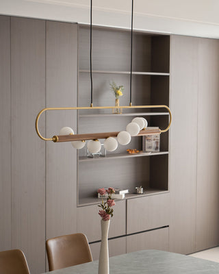 Ardin Lustre Moderne en Noyer et Laiton-Luire