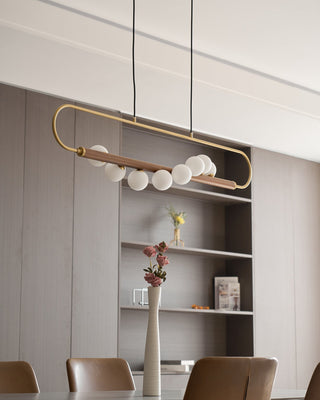 Ardin Lustre Moderne en Noyer et Laiton-Luire
