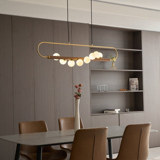 Ardin Lustre Moderne en Noyer et Laiton-Luire