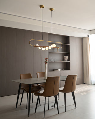 Ardin Lustre Moderne en Noyer et Laiton-Luire