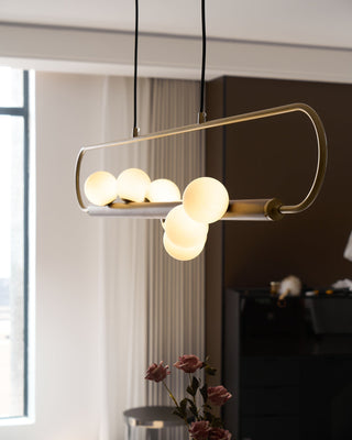 Ardin Lustre Moderne en Noyer et Laiton-Luire