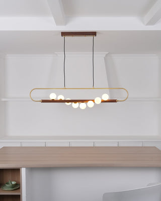 Ardin Lustre Moderne en Noyer et Laiton-Luire