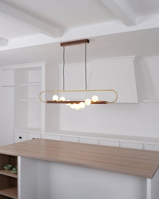 Ardin Lustre Moderne en Noyer et Laiton-Luire