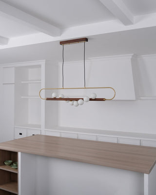 Ardin Lustre Moderne en Noyer et Laiton-Luire